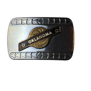 Oklahoma State Seal Cowboy Western Cowgirl Ok 1980s Belt Buckle Heritage